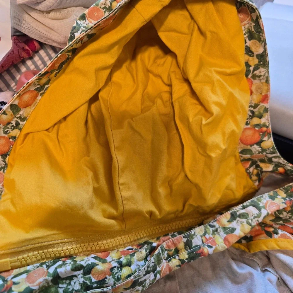 Stella McCartney Kids Citrus Orange Print Hooded Utility Jacket Coat Size 6Y
